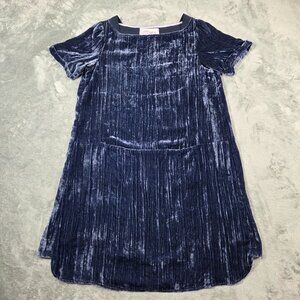 Anthropologie Floreat Dress Womens XS Blue Crinkled Velvet Chic Boho Mod Tunic